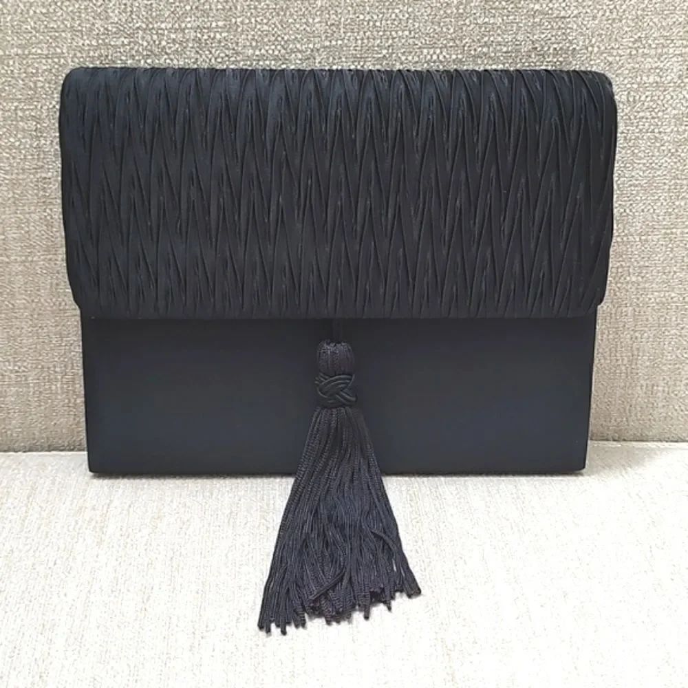 Vintage Sears Black Tassel Evening Shoulder Bag Clutch NWT